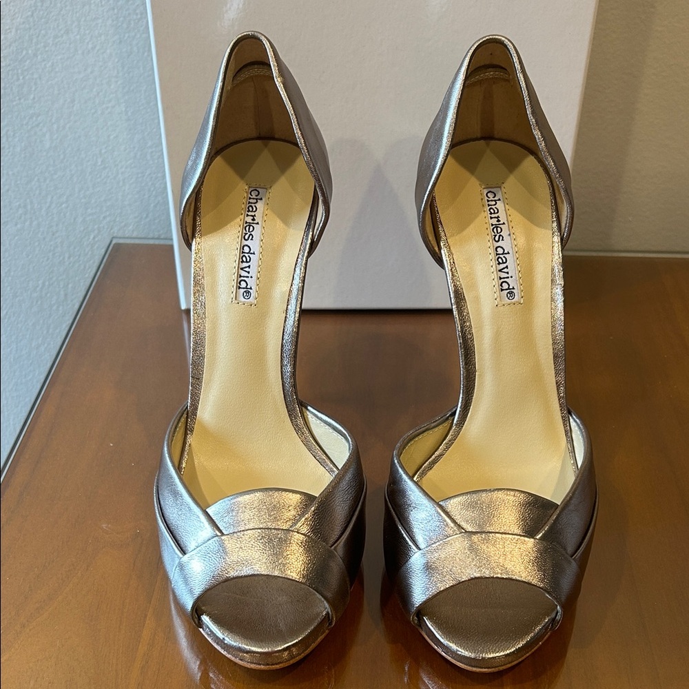 Charles David Metallic Open-Toe Heels - Picture 3 of 6